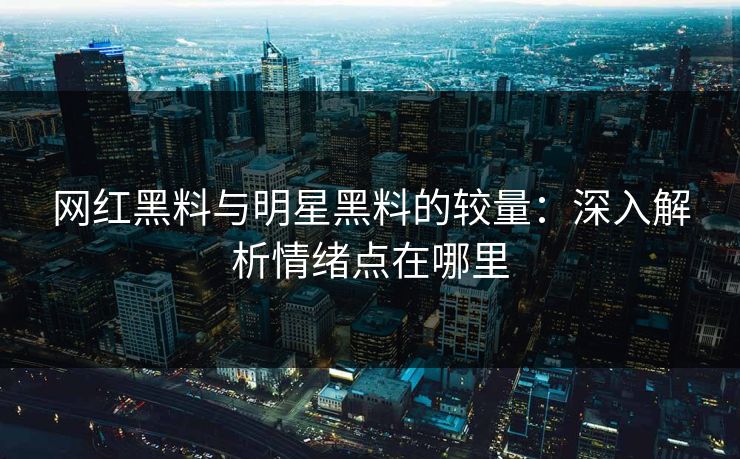 网红黑料与明星黑料的较量：深入解析情绪点在哪里