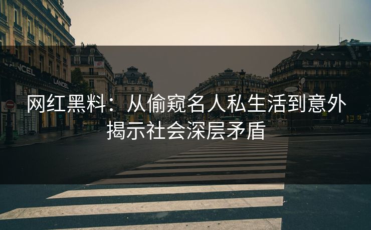 网红黑料：从偷窥名人私生活到意外揭示社会深层矛盾