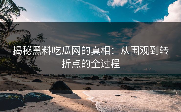 揭秘黑料吃瓜网的真相：从围观到转折点的全过程