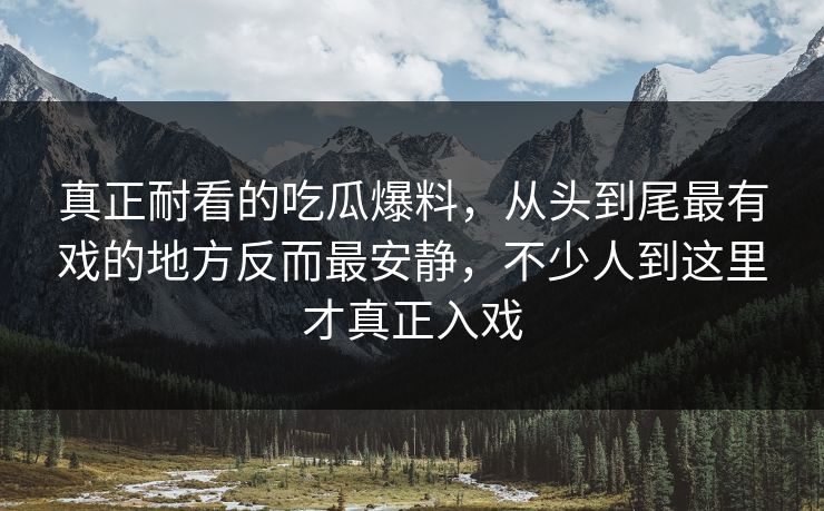 真正耐看的吃瓜爆料，从头到尾最有戏的地方反而最安静，不少人到这里才真正入戏