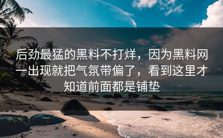 后劲最猛的黑料不打烊，因为黑料网一出现就把气氛带偏了，看到这里才知道前面都是铺垫