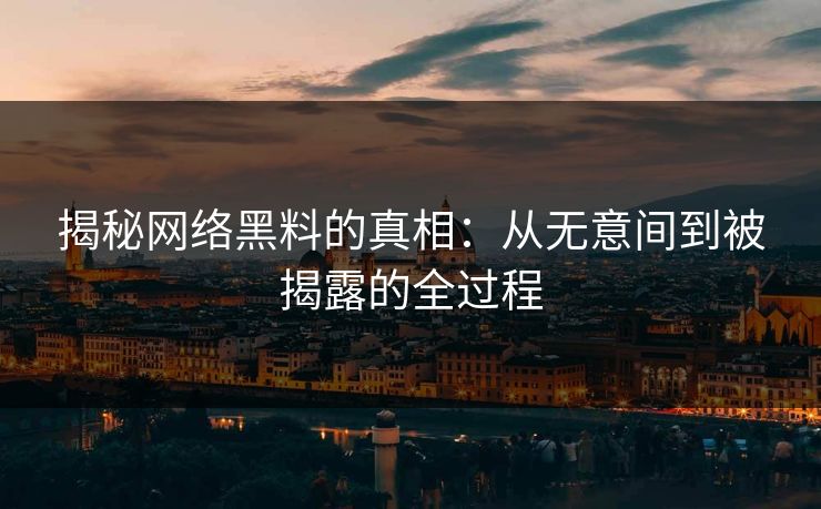 揭秘网络黑料的真相：从无意间到被揭露的全过程