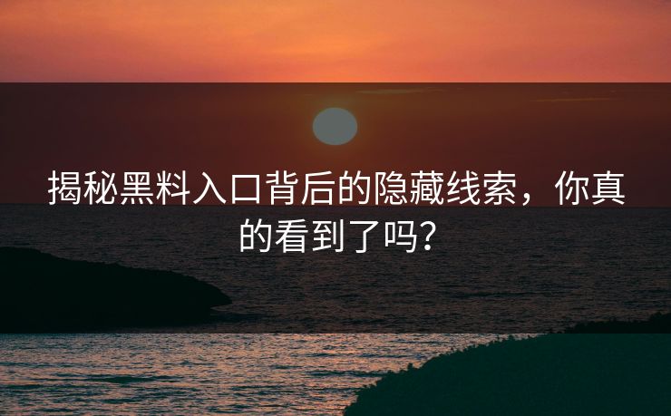 揭秘黑料入口背后的隐藏线索，你真的看到了吗？
