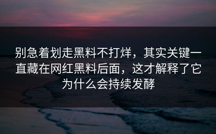 别急着划走黑料不打烊，其实关键一直藏在网红黑料后面，这才解释了它为什么会持续发酵