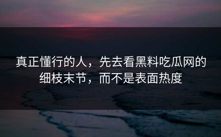 真正懂行的人，先去看黑料吃瓜网的细枝末节，而不是表面热度