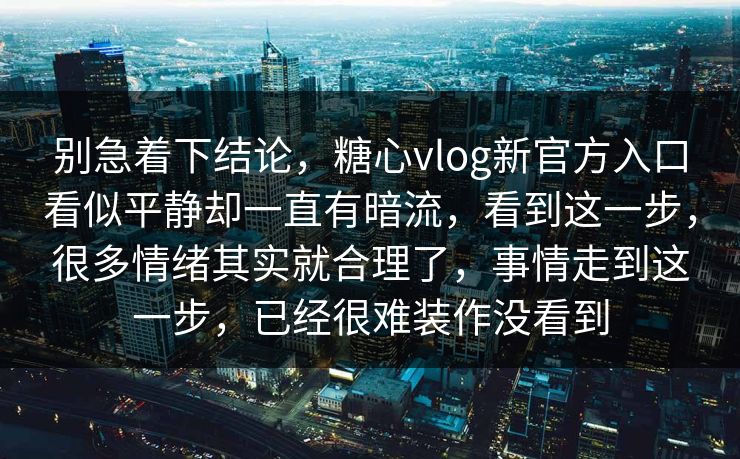别急着下结论，糖心vlog新官方入口看似平静却一直有暗流，看到这一步，很多情绪其实就合理了，事情走到这一步，已经很难装作没看到