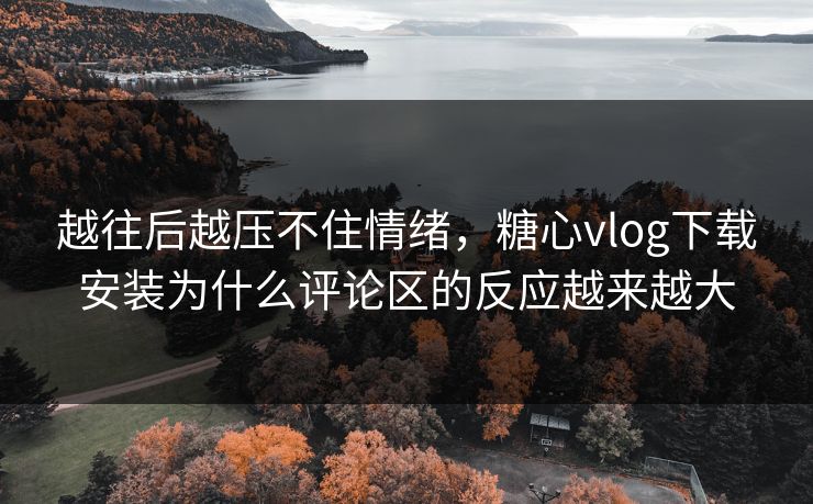 越往后越压不住情绪，糖心vlog下载安装为什么评论区的反应越来越大