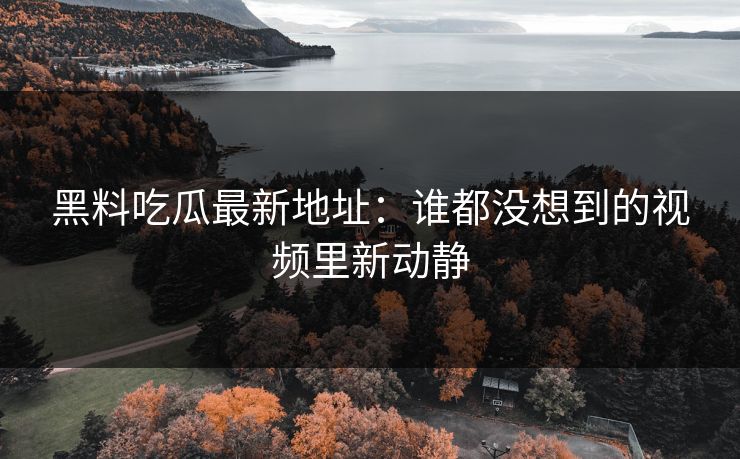 黑料吃瓜最新地址：谁都没想到的视频里新动静